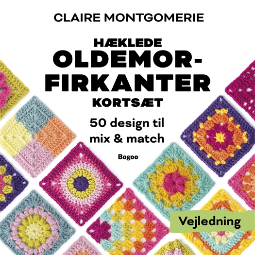 Hæklede oldemorfirkanter kortsæt - 50 designs til mix & match
